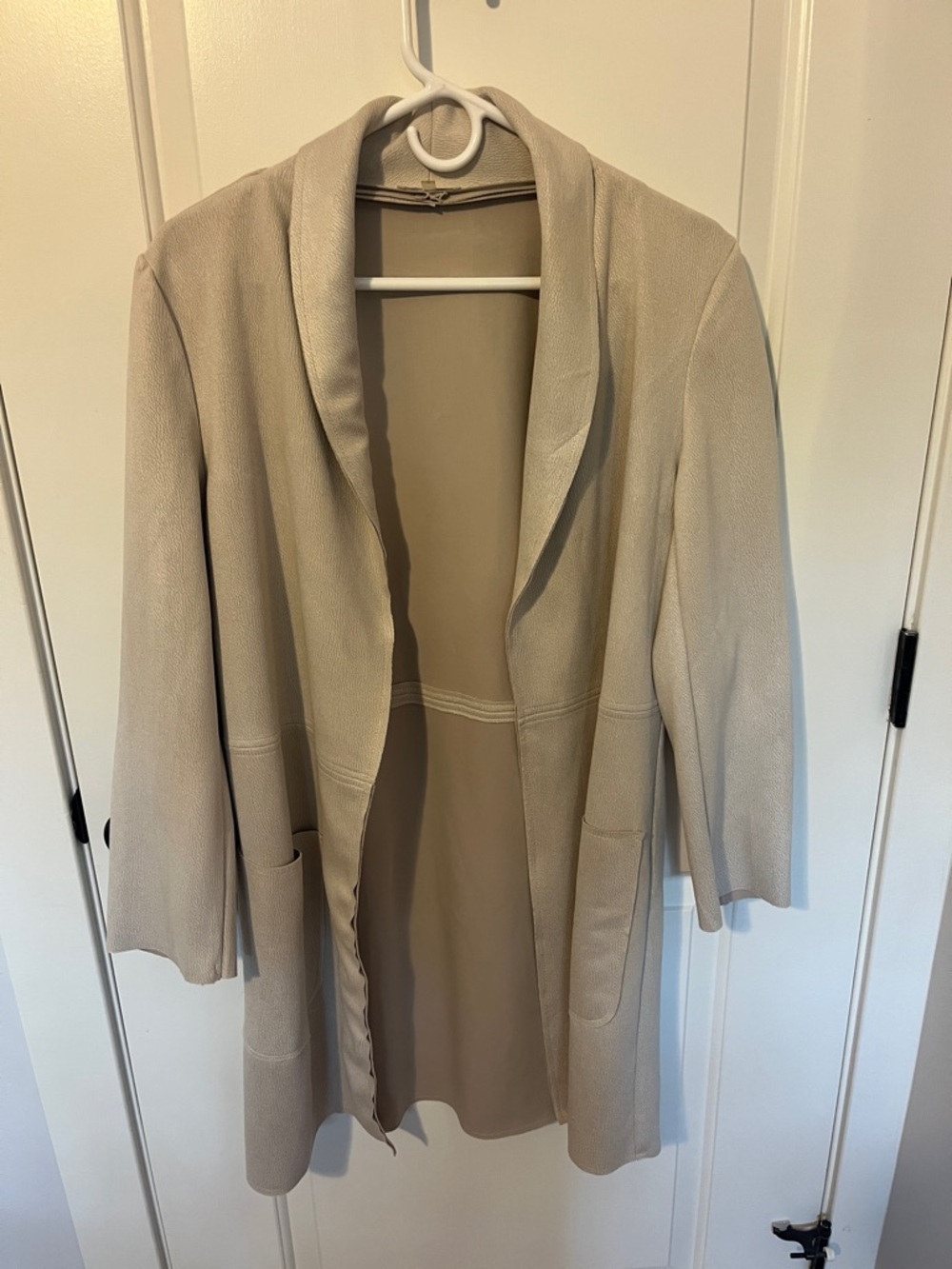 Light Beige Open-Front Women's Coat